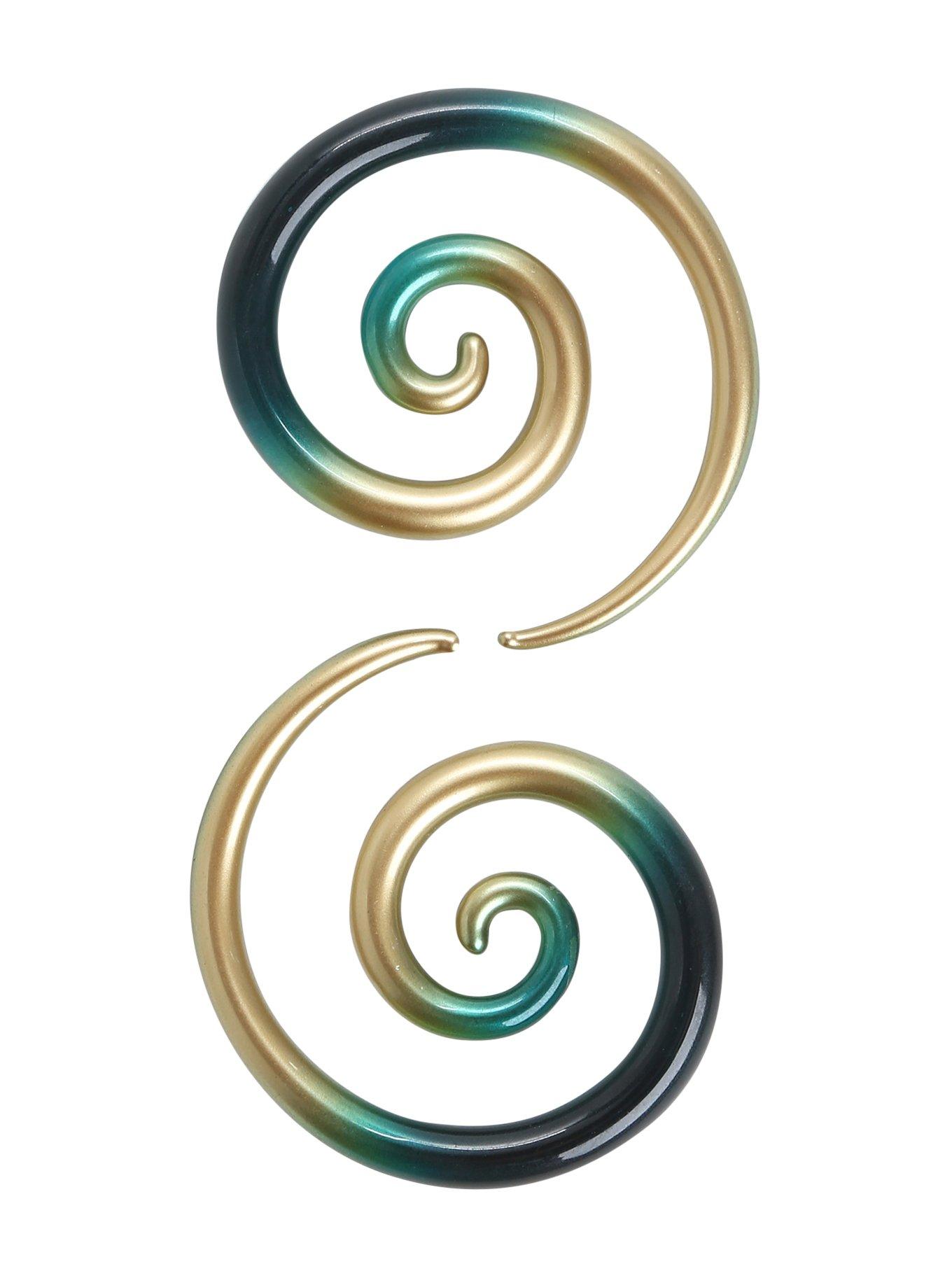 Glass Gold Dipped Turquoise Spiral Pincher 2 Pack, MULTI, hi-res
