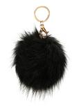 Black Fur Pom Key Chain, , hi-res