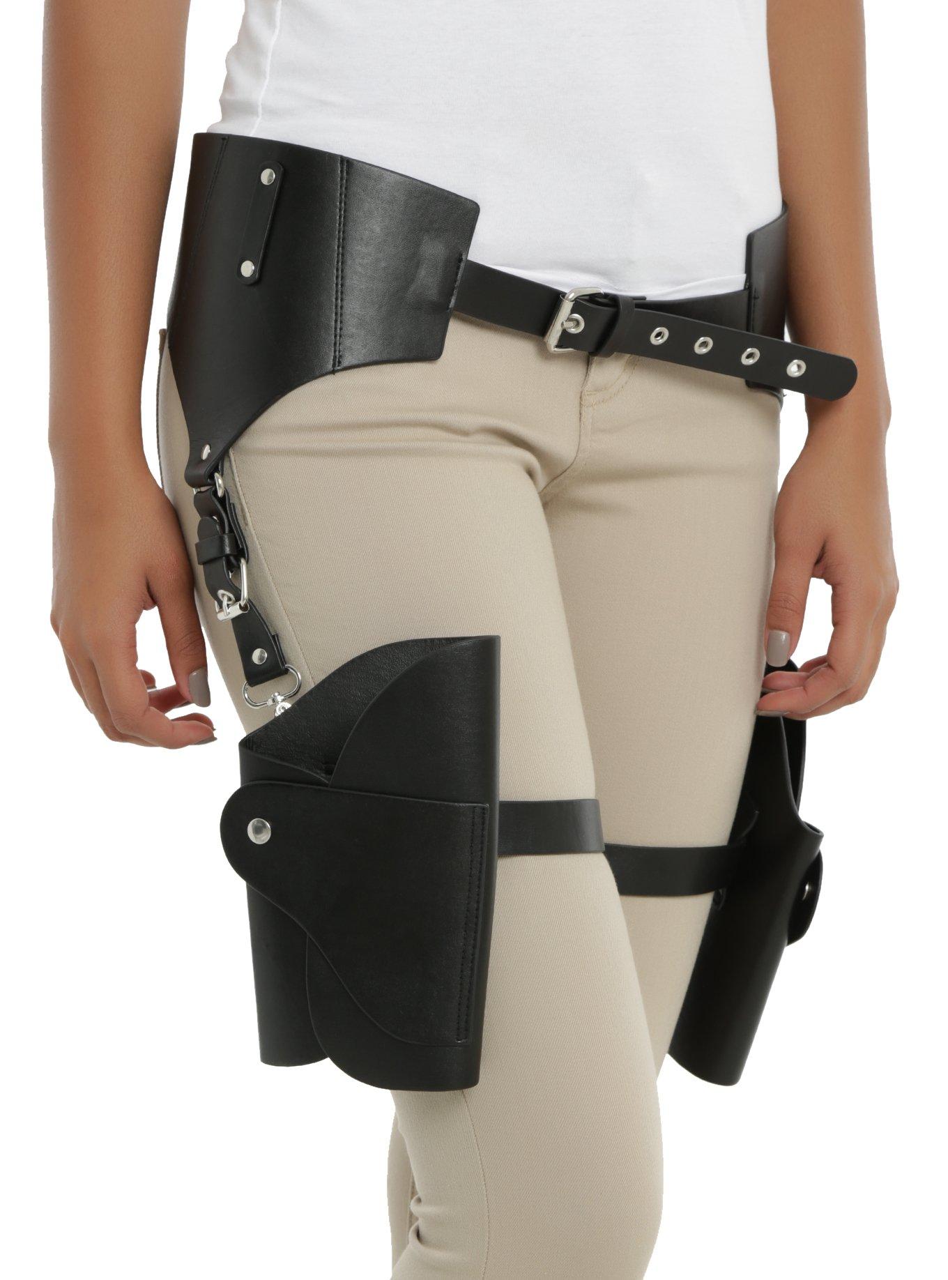 Black Faux Leather Double Leg Holster, , hi-res