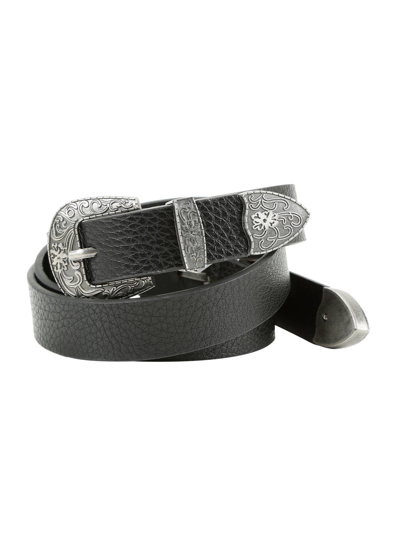 Double Ended Faux Leather Western Belt, BLACK, hi-res