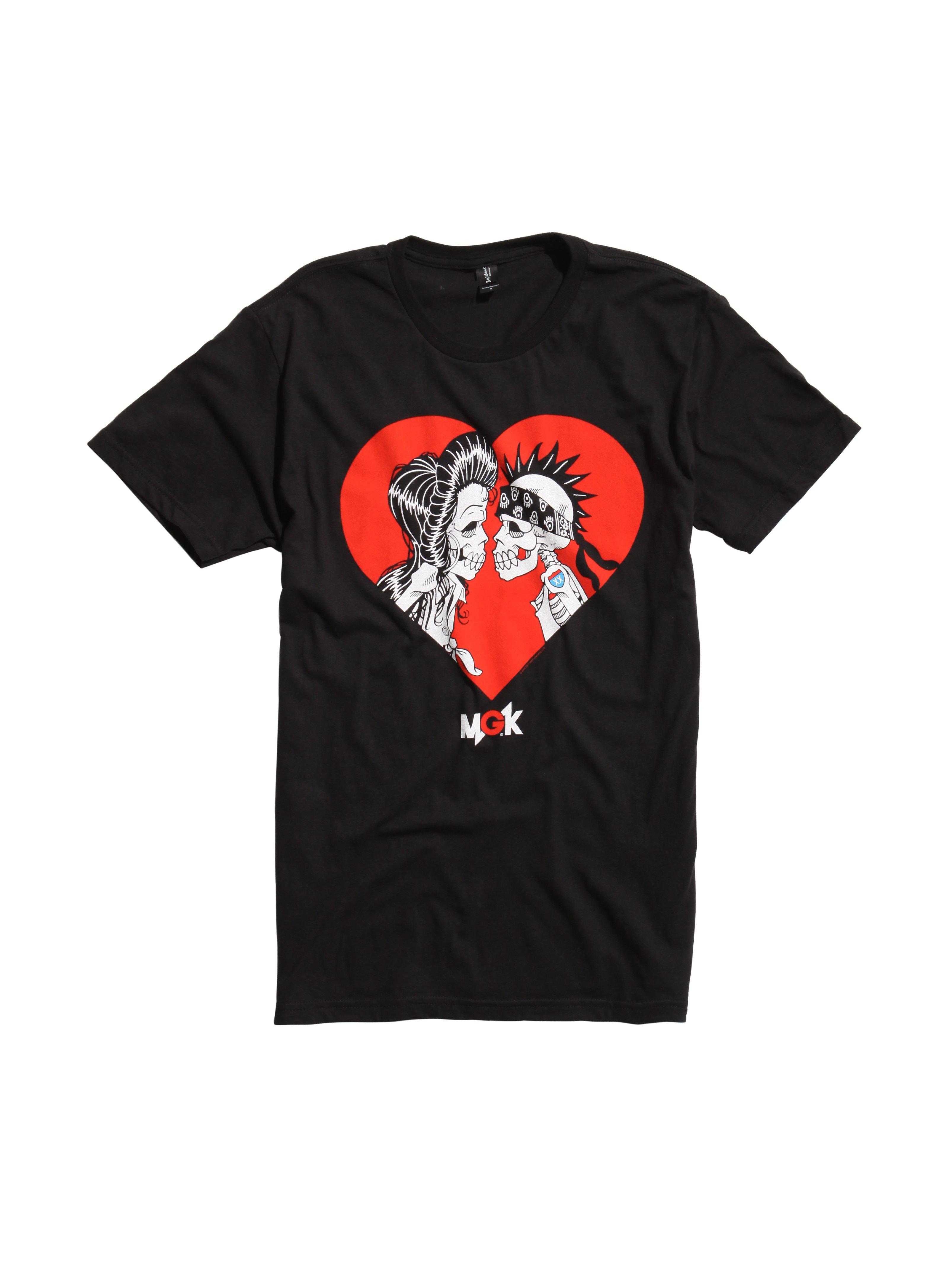 Machine Gun Kelly Heart Skulls T-Shirt, BLACK, hi-res