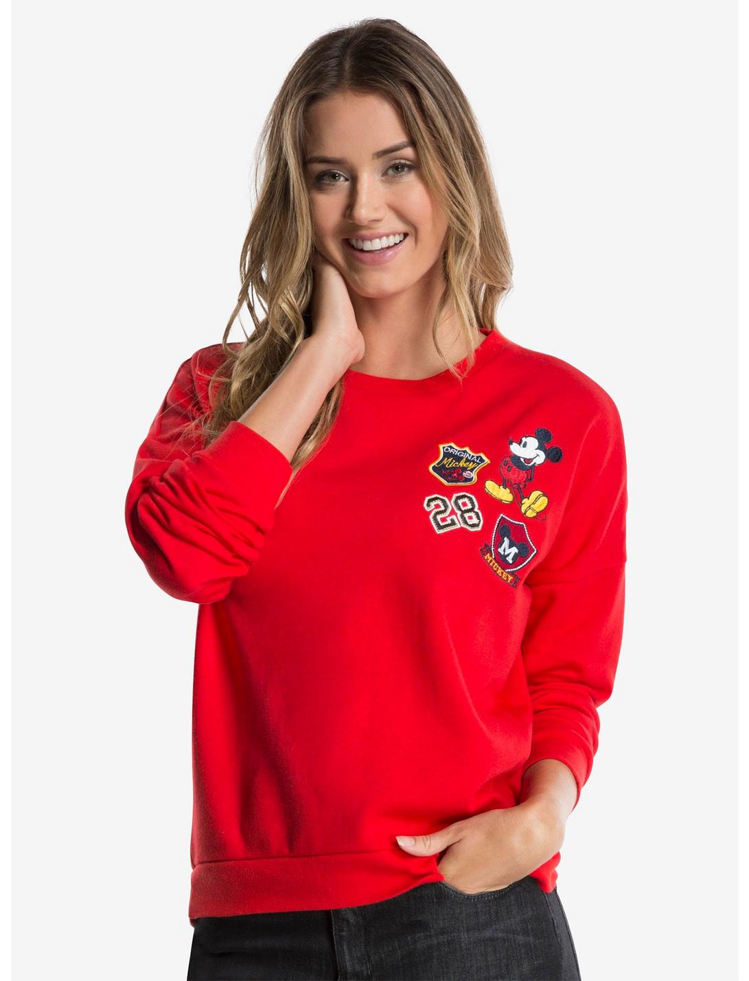 Disney Mickey Mouse Patches Womens Sweatshirt, RED, hi-res