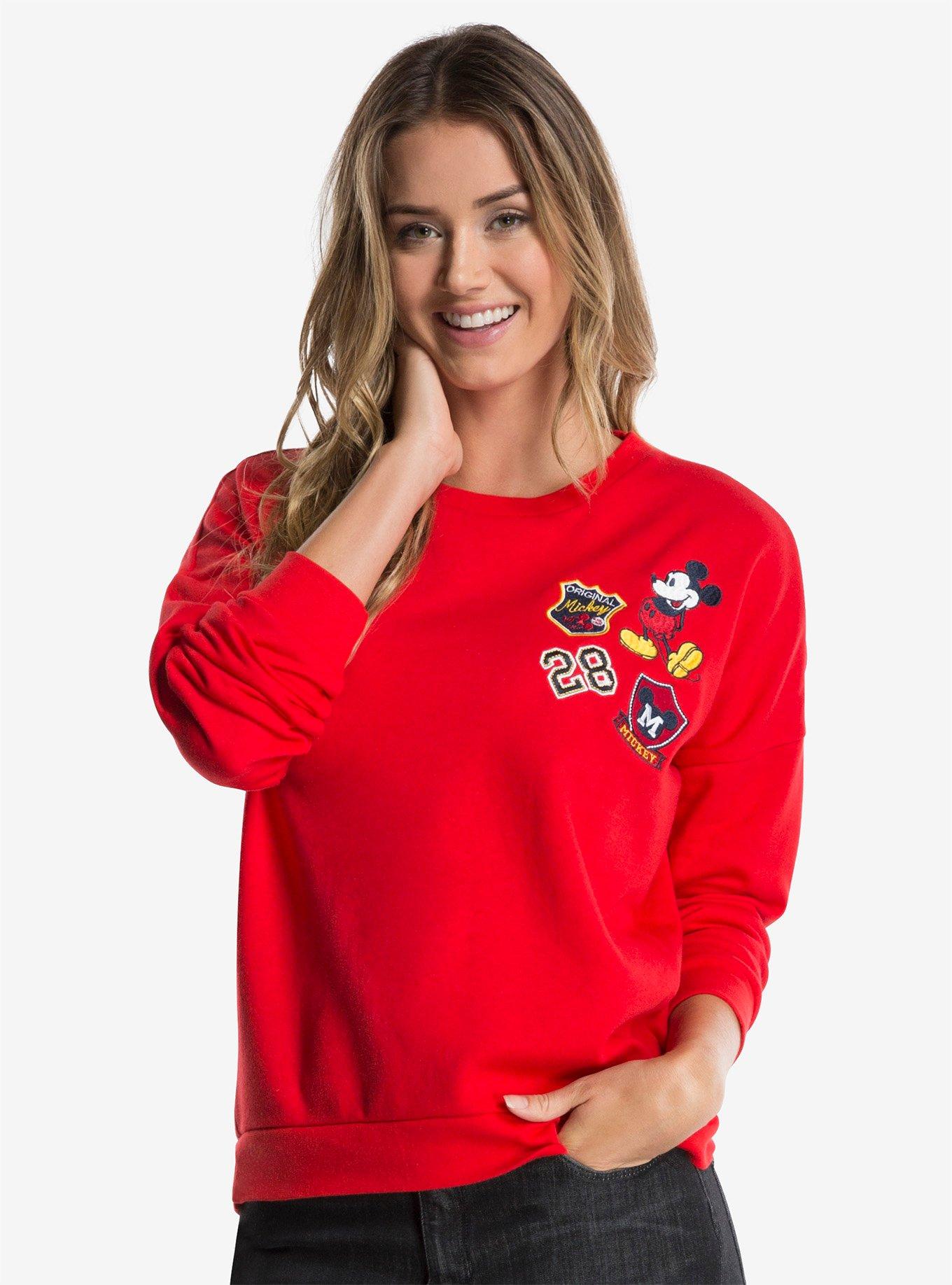 Disney Mickey Mouse Patches Womens Sweatshirt, RED, hi-res
