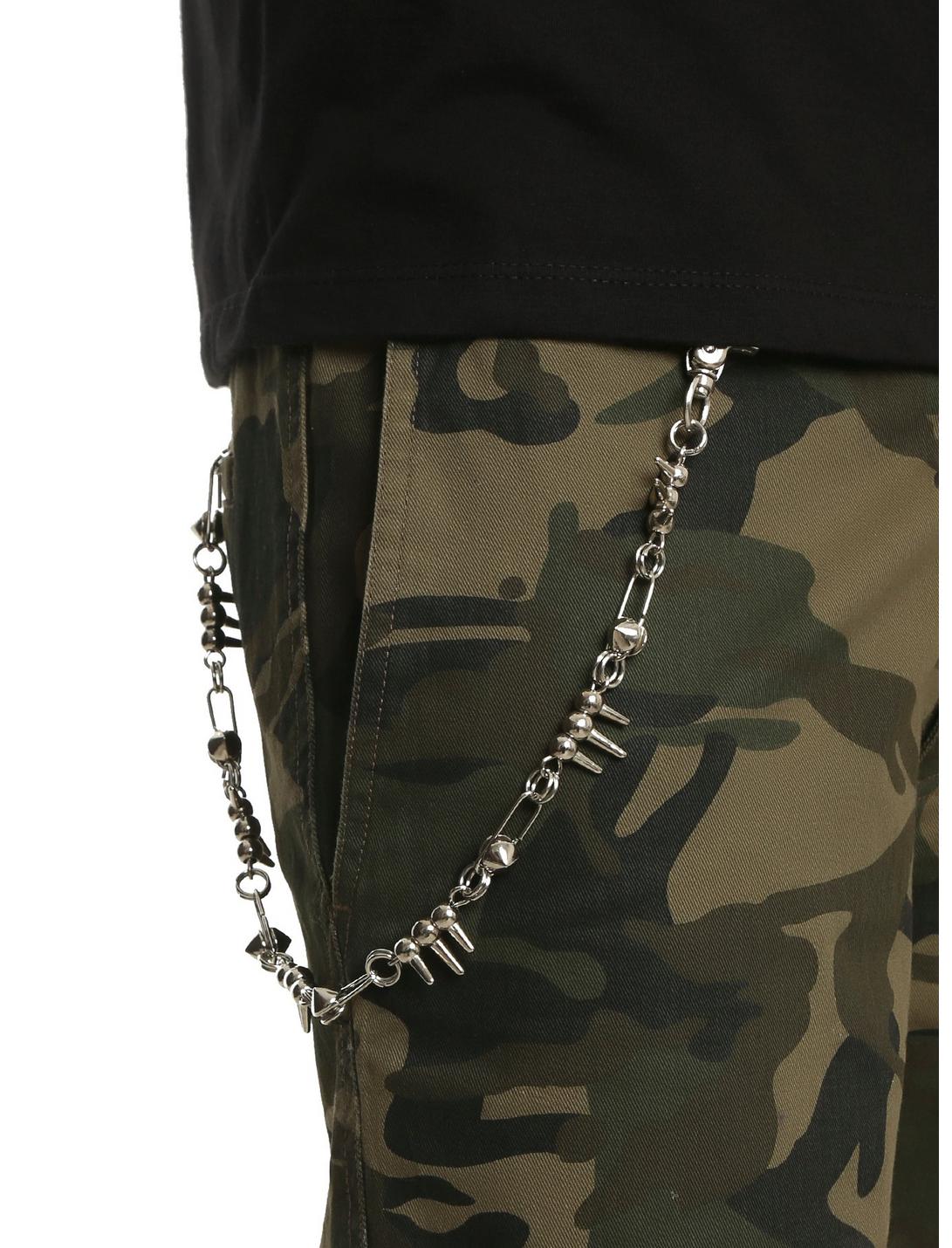Chrome 24" Spiked Wallet Chain, , hi-res