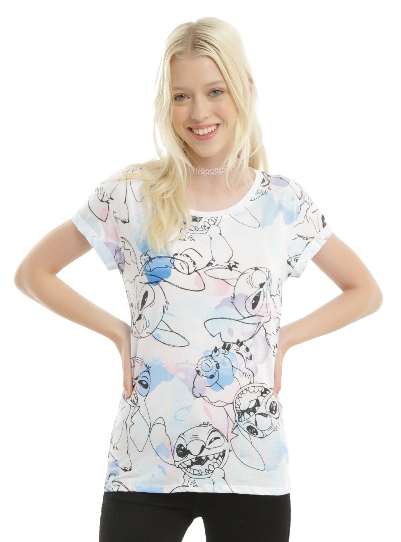 Disney Lilo & Stitch Watercolor Girls T-Shirt, BLUE, hi-res view 1