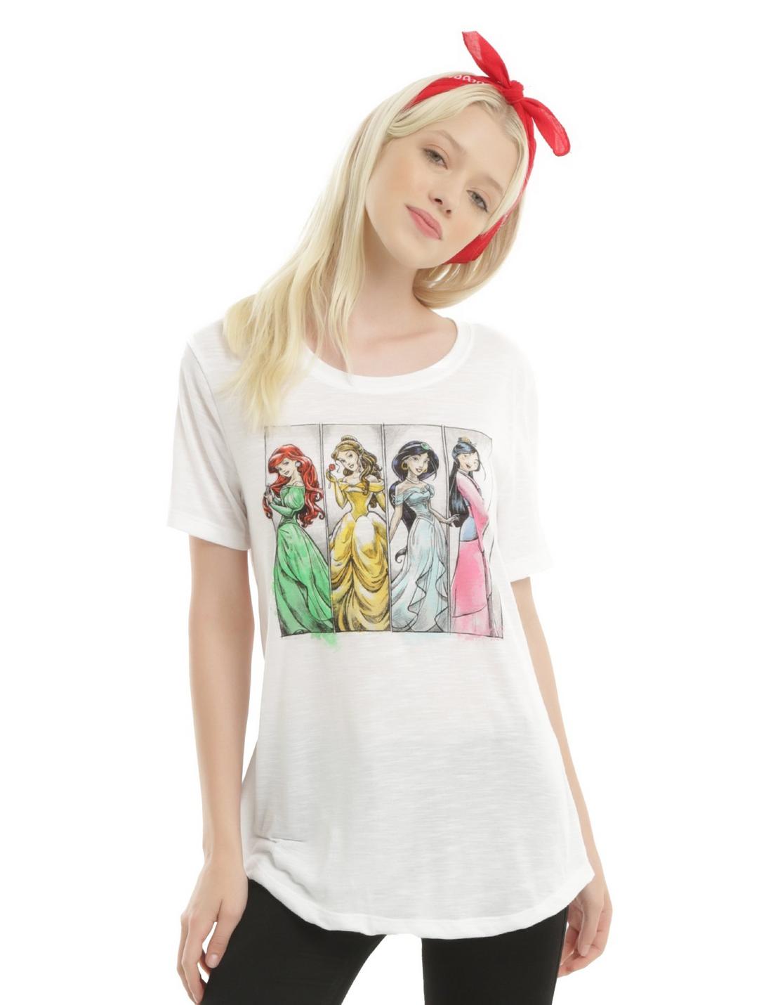 Disney Renaissance Princesses Panel Girls T-Shirt, WHITE, hi-res
