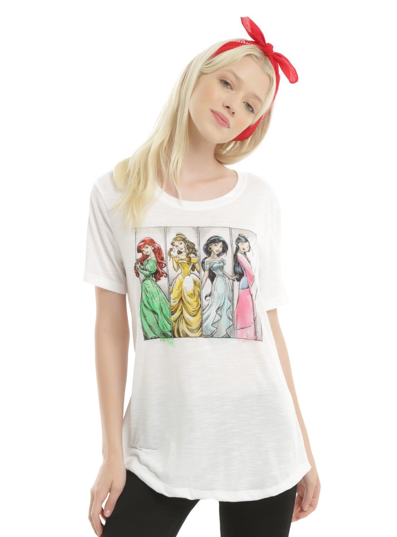 Disney Renaissance Princesses Panel Girls T-Shirt, WHITE, hi-res