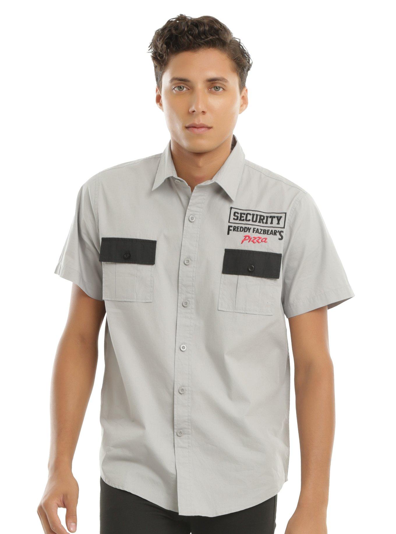 Five Nights At Freddy's Security Guard Short-Sleeved Woven Button-Up, GREY, hi-res
