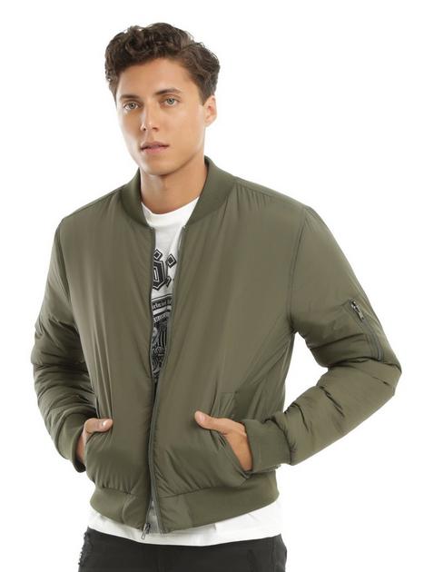 Olive Green Guys Bomber Jacket | Hot Topic