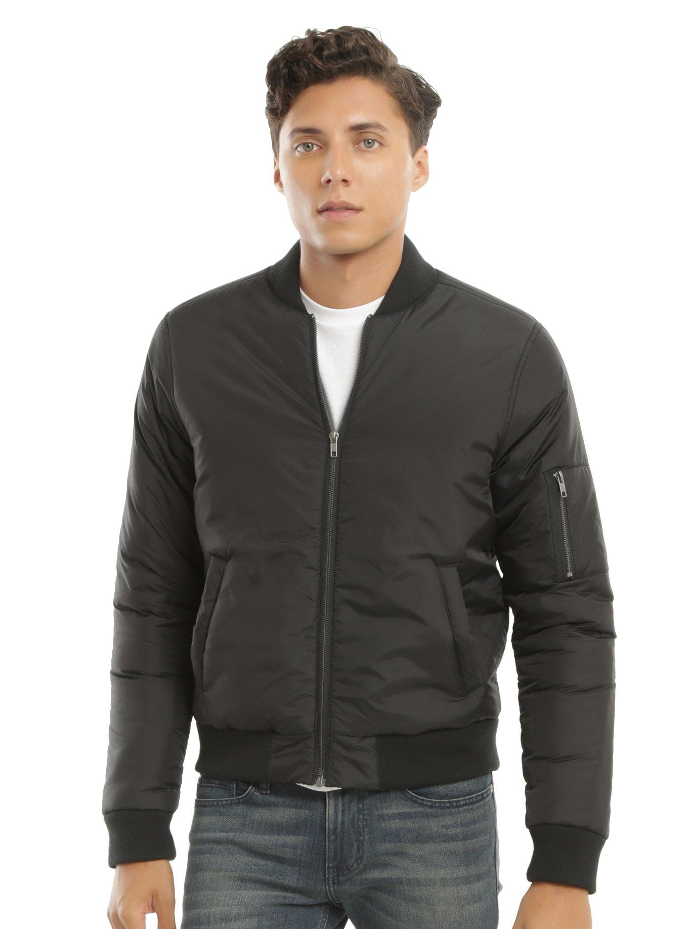 Guys Black Bomber Jacket, BLACK, hi-res