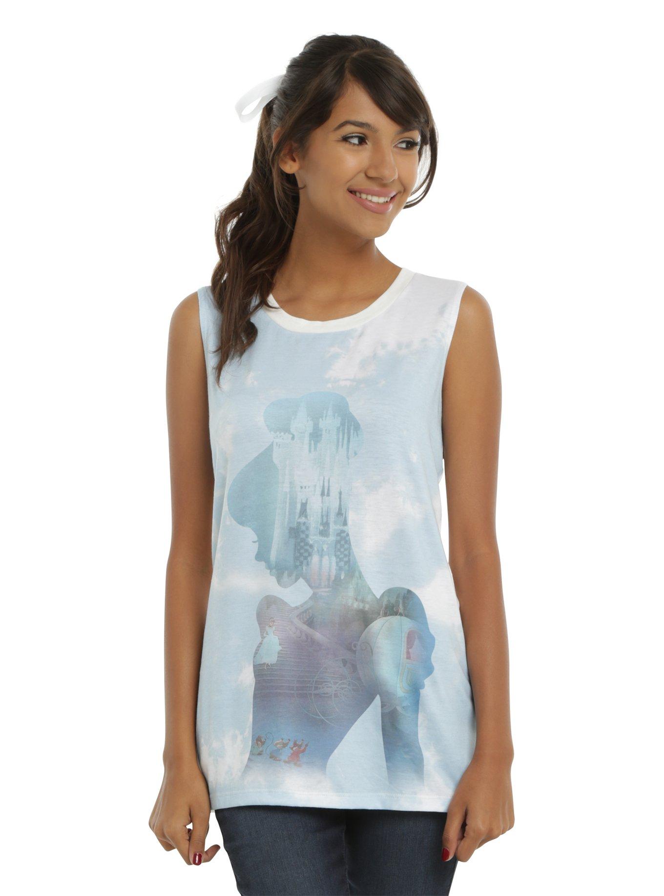 Disney Cinderella Sublimation Silhouette Girls Muscle Top, LIGHT BLUE, hi-res