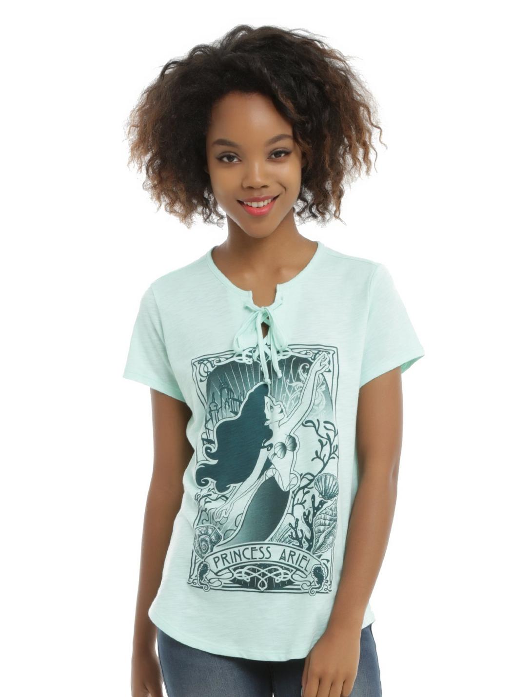Disney The Little Mermaid Ariel Lace-Up Tarot Card Girls T-Shirt, MINT GREEN, hi-res