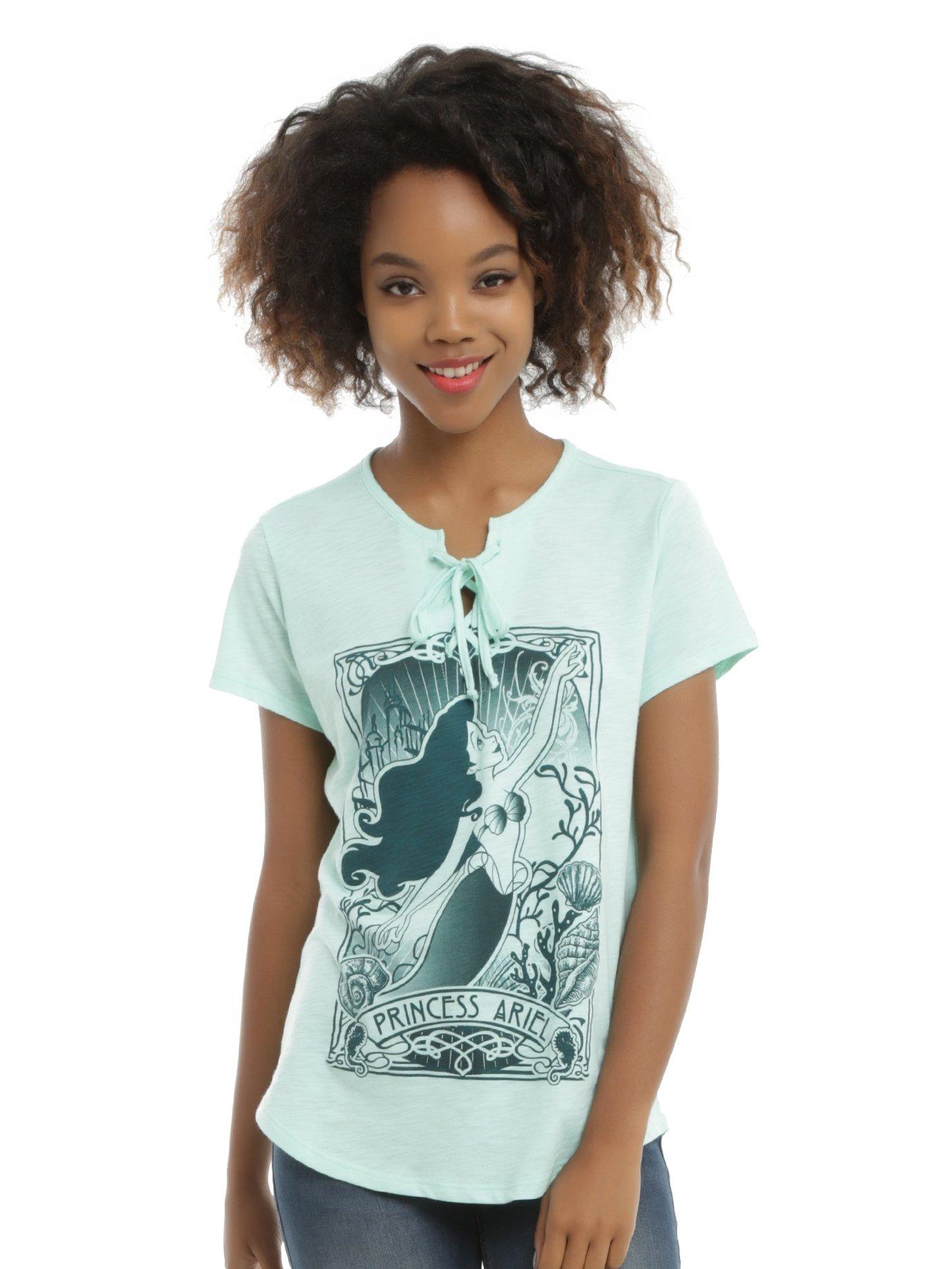 Disney The Little Mermaid Ariel Lace-Up Tarot Card Girls T-Shirt, MINT GREEN, hi-res