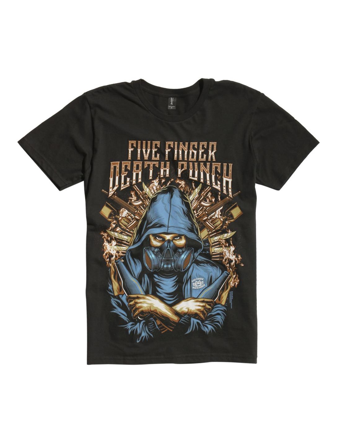 Five Finger Death Punch Gas Mask T-Shirt, BLACK, hi-res