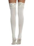 Blackheart Cream Lace-Up Thigh Highs, IVORY, hi-res