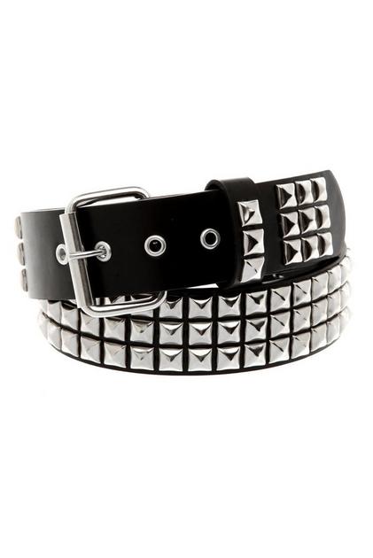 S heart belt ベルト THEREDTHREAD Three Row Pyramid Stud Belt | Hot Topic