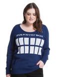 Doctor Who TARDIS Distressed Girls Sweater Plus Size, BLACK, hi-res