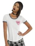 Psycho Heart Girls Ringer T-Shirt, WHITE, hi-res