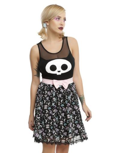 Skelanimals Kit Bow Front Dress | Hot Topic