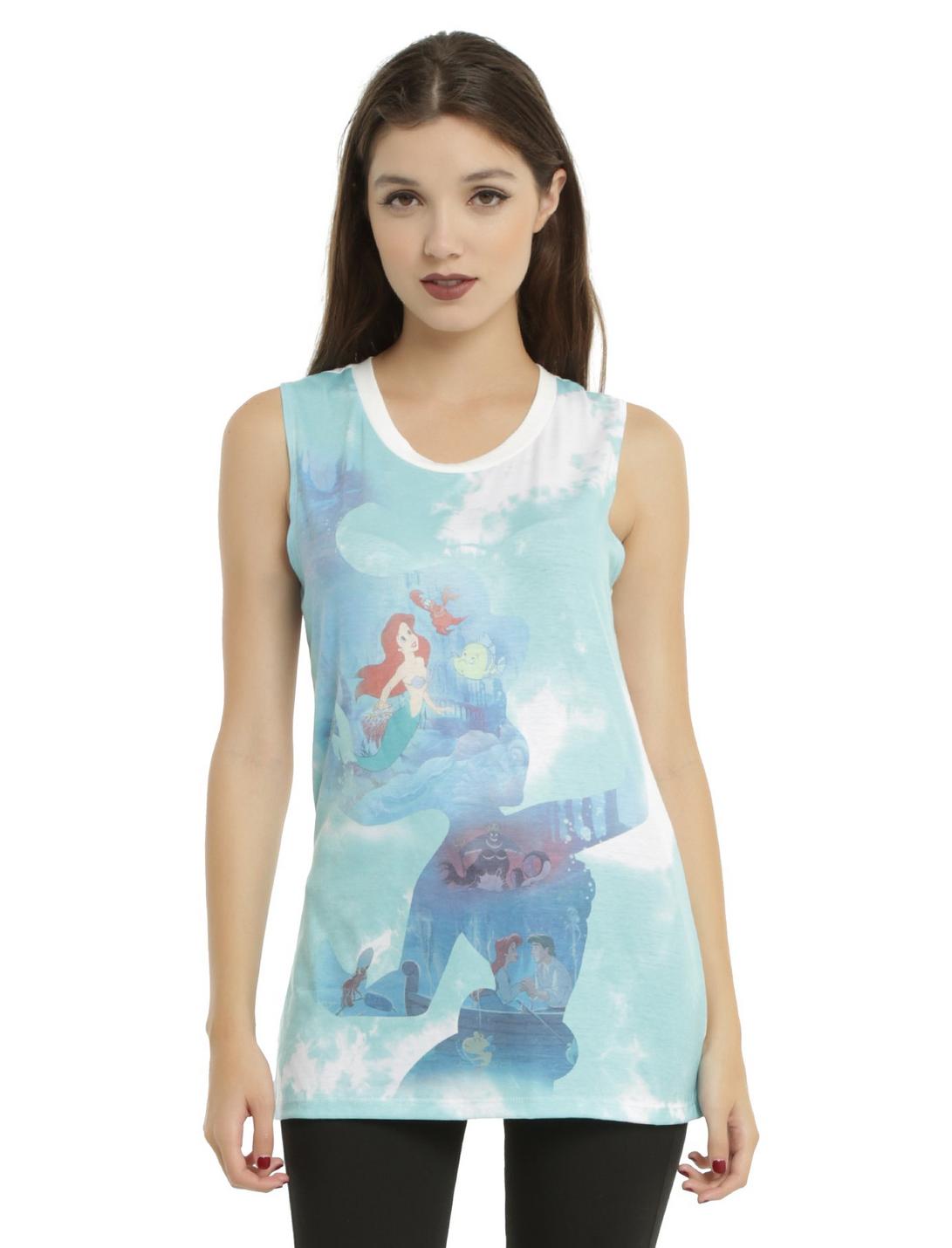 Disney The Little Mermaid Ariel Sublimation Silhouette Girls Muscle Top, LIGHT BLUE, hi-res