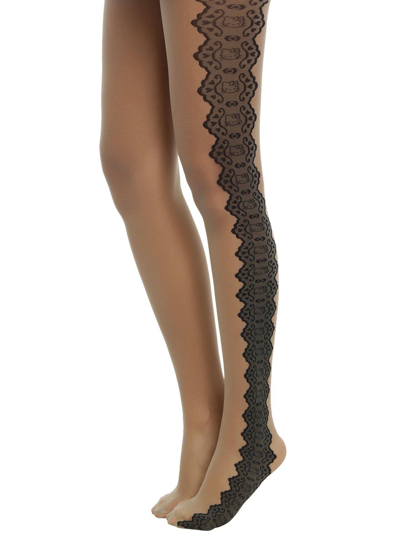 Hello Kitty Side Panel Sheer Tights, NUDE, hi-res
