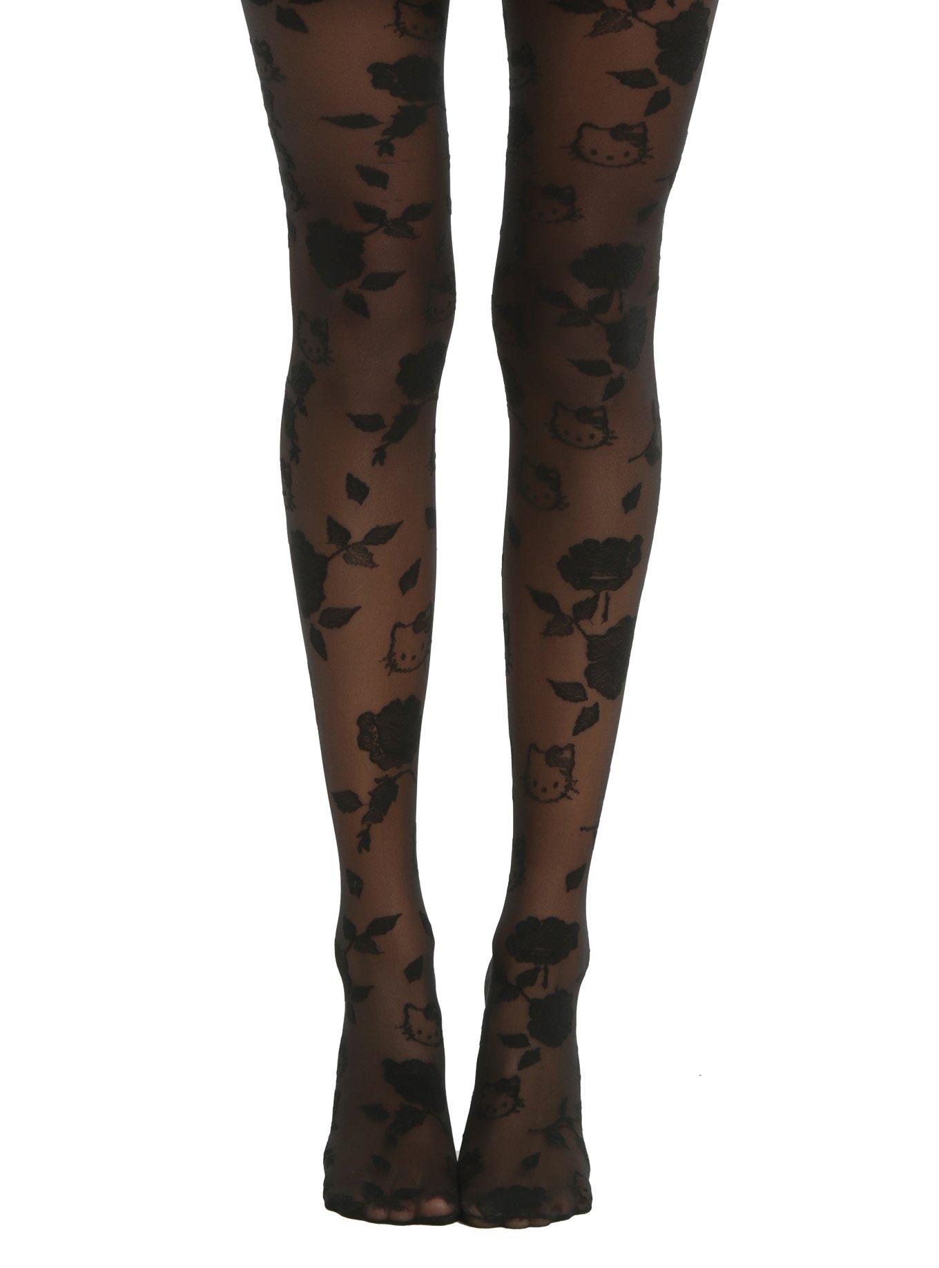 Hello Kitty Over Knee High Tights Stockings 80Denier Black Sanrio Inspired  by You.