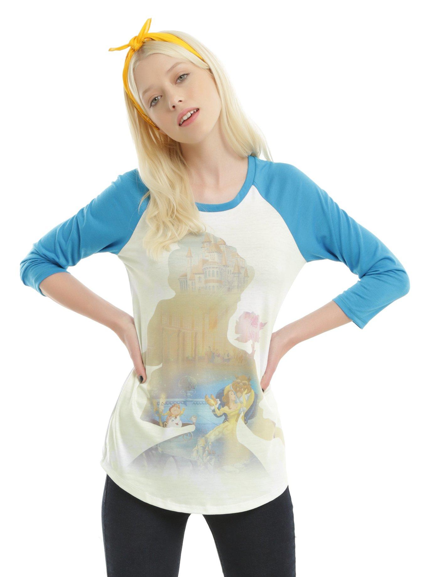 Disney Beauty And The Beast Sublimated Girls Raglan, WHITE, hi-res