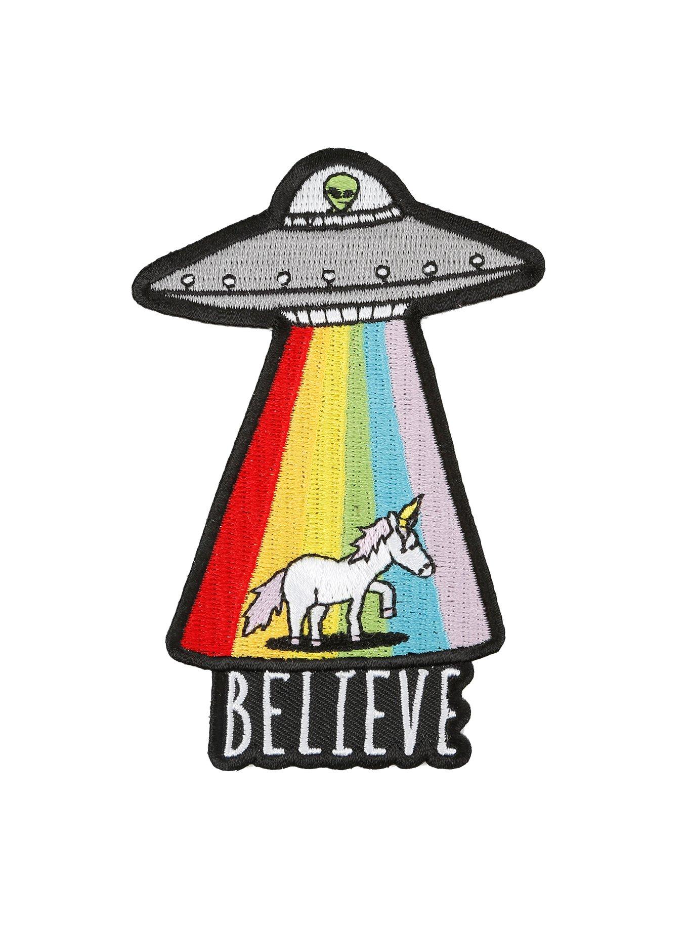 Believe Unicorn & UFO Patch, , hi-res