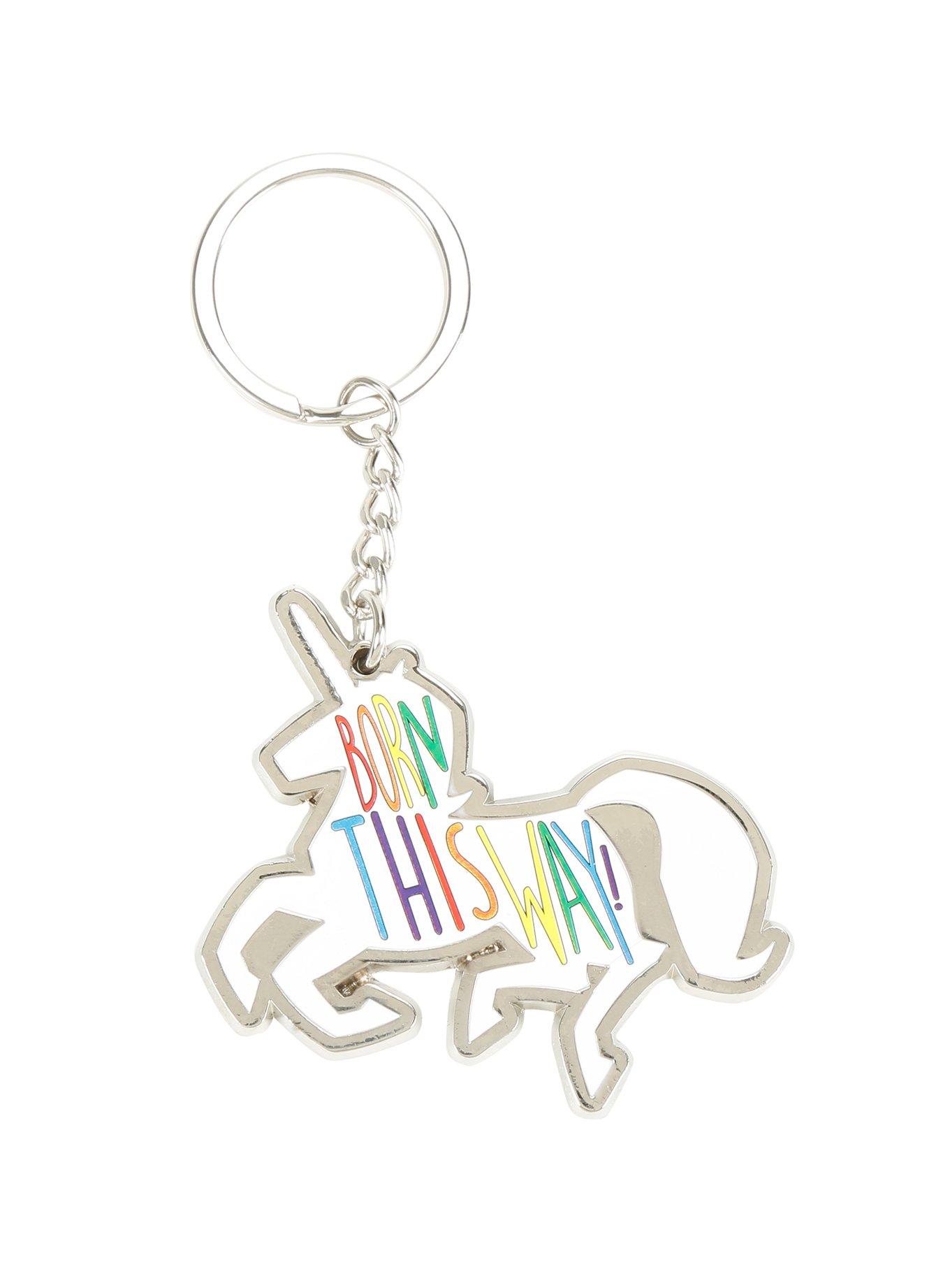 Pride Unicorn Born This Way Key Chain, , hi-res