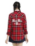 Once Upon A Time Girls Plaid Woven Button-Up, RED, hi-res