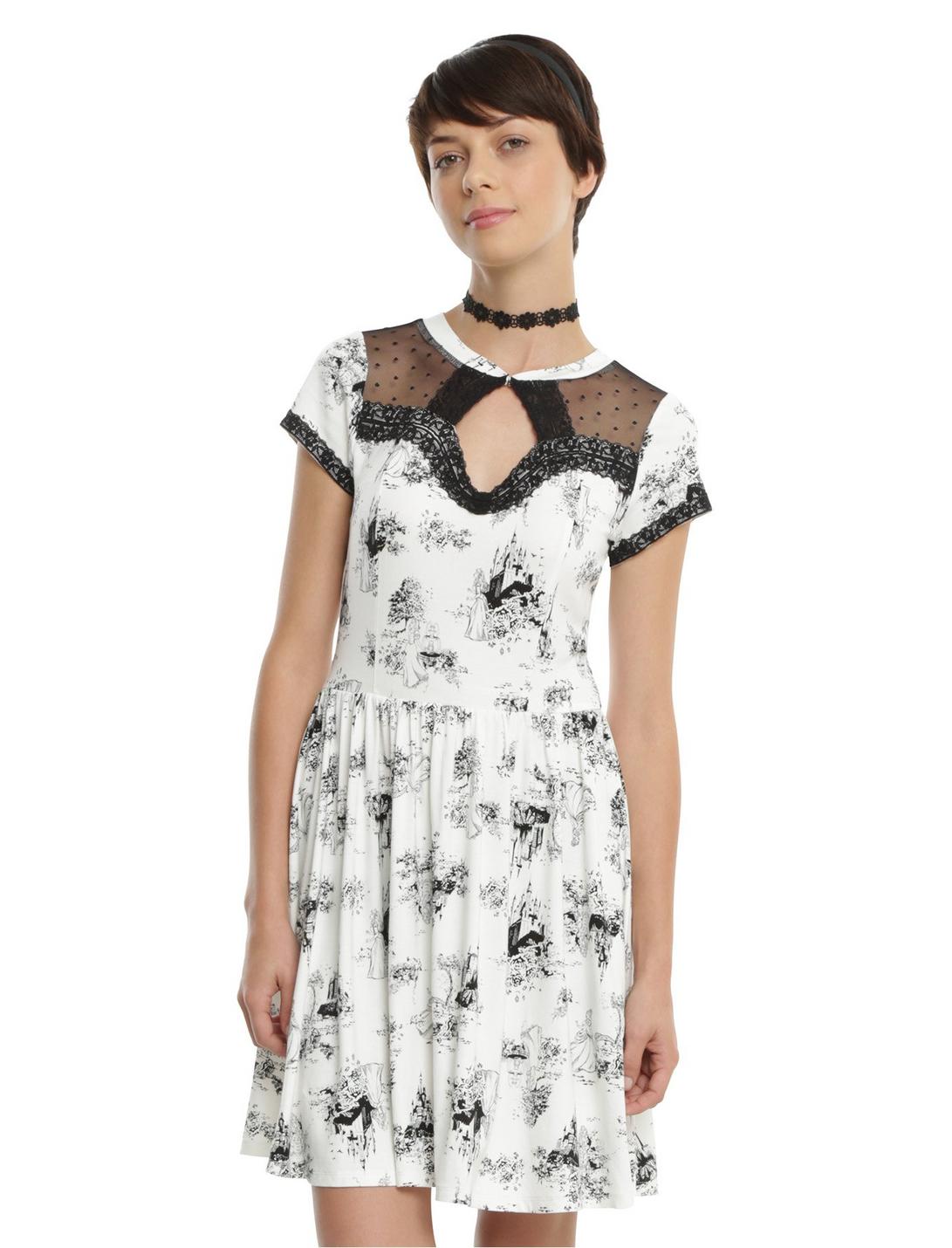 Disney Princess White & Black Toile Print Dress, WHITE, hi-res