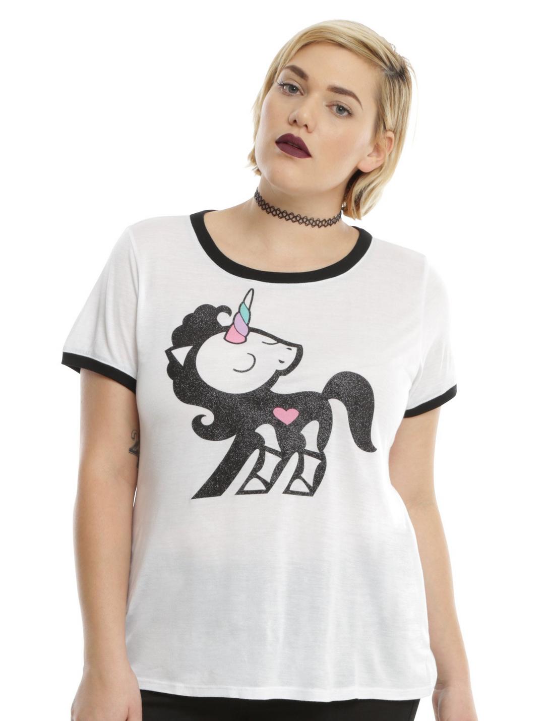 Skelanimals Bonita Unicorn Girls Ringer T-Shirt Plus Size, WHITE, hi-res