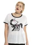Skelanimals Bonita Unicorn Girls Ringer T-Shirt Plus Size, WHITE, hi-res