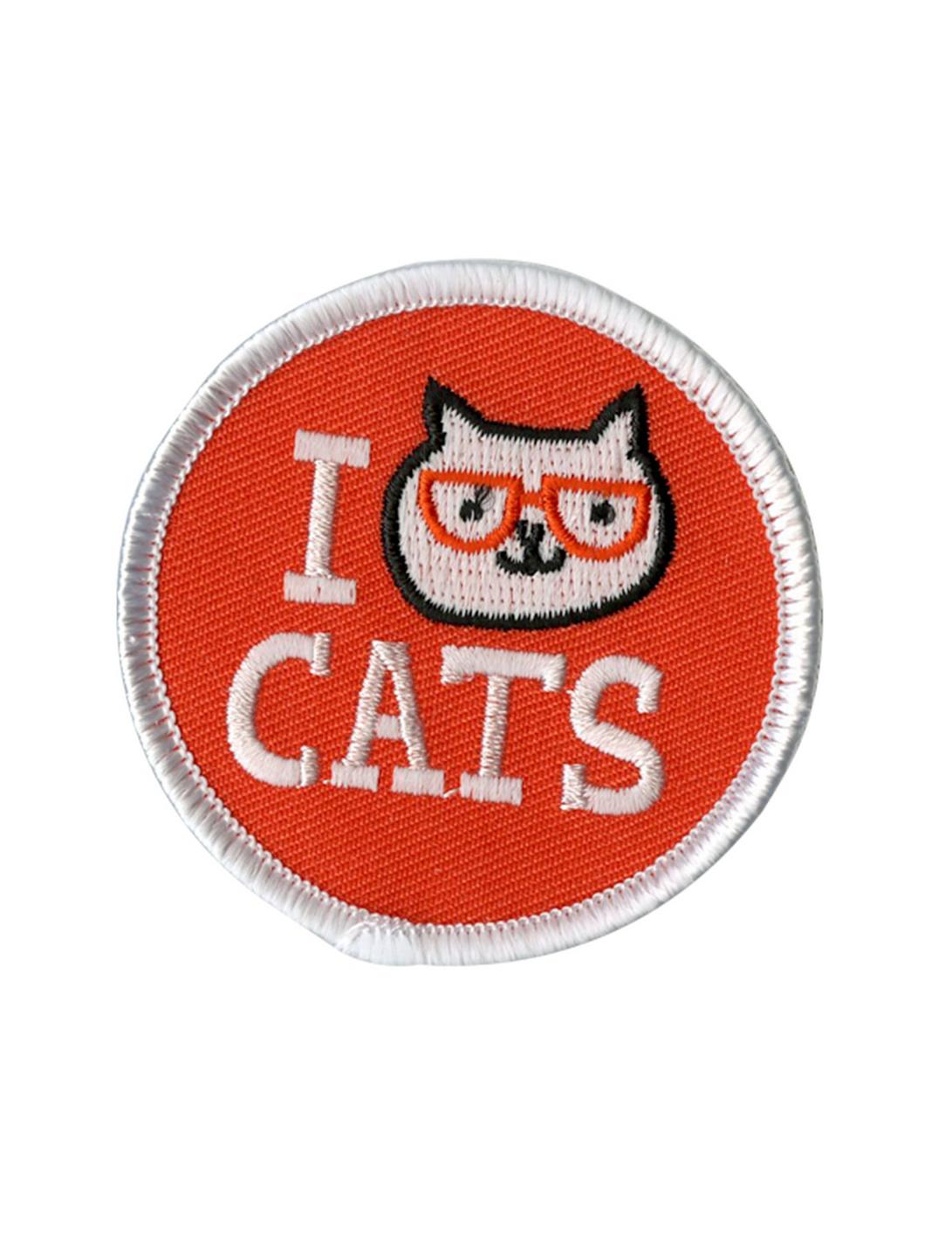 I Cat Cats Iron-On Patch, , hi-res