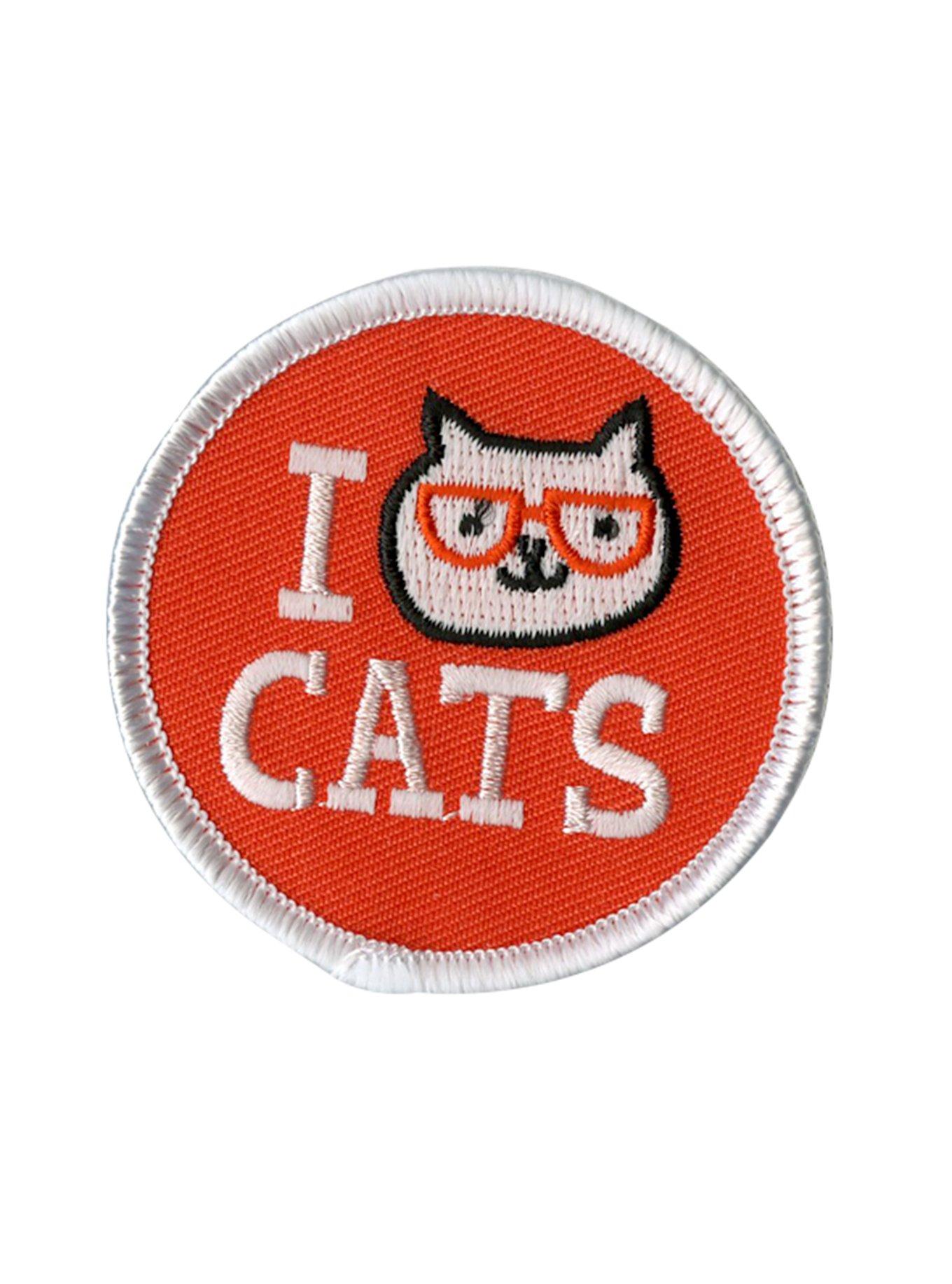 I Cat Cats Iron-On Patch, , hi-res