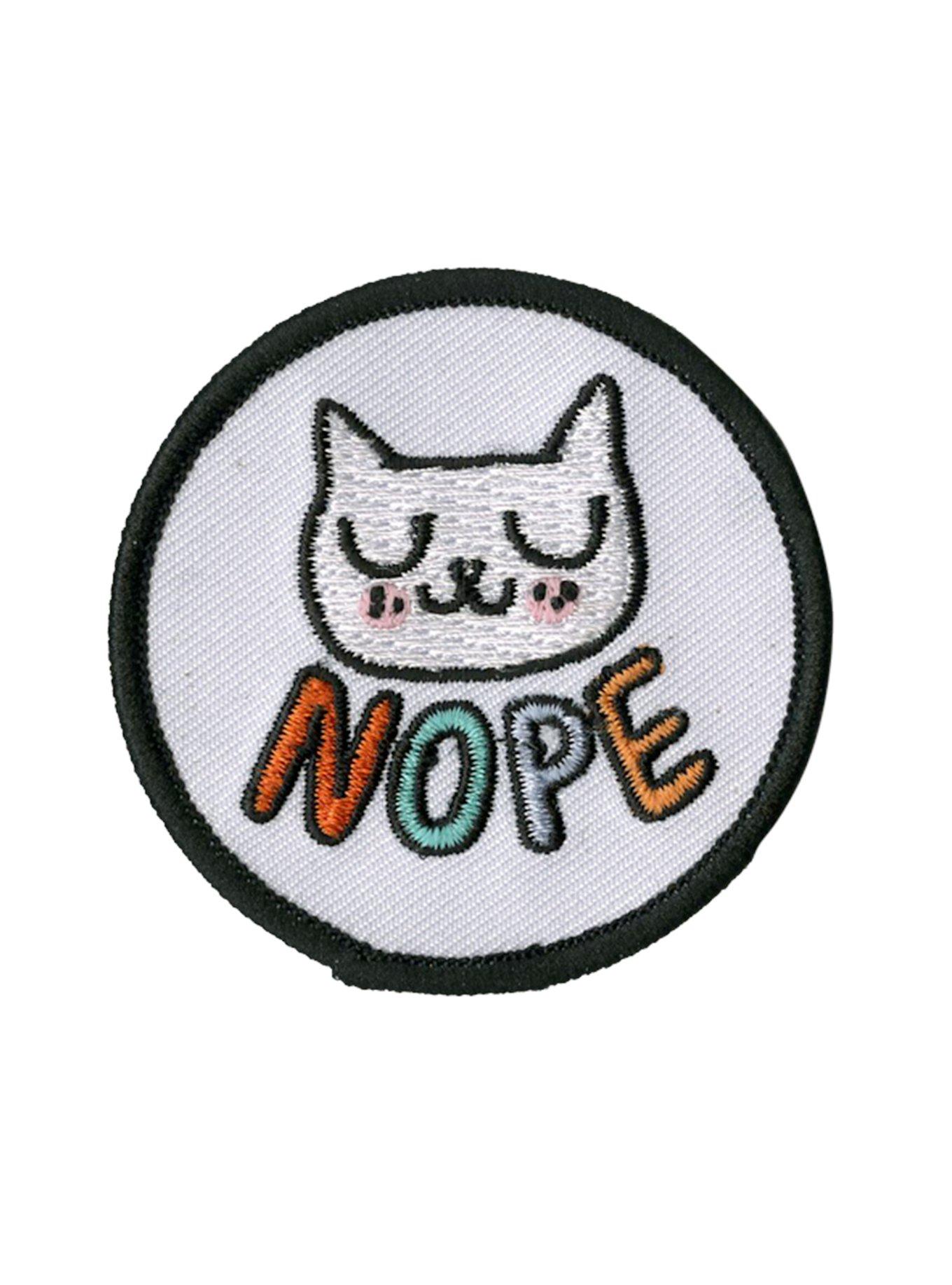 Nope Cat Iron-On Patch, , hi-res