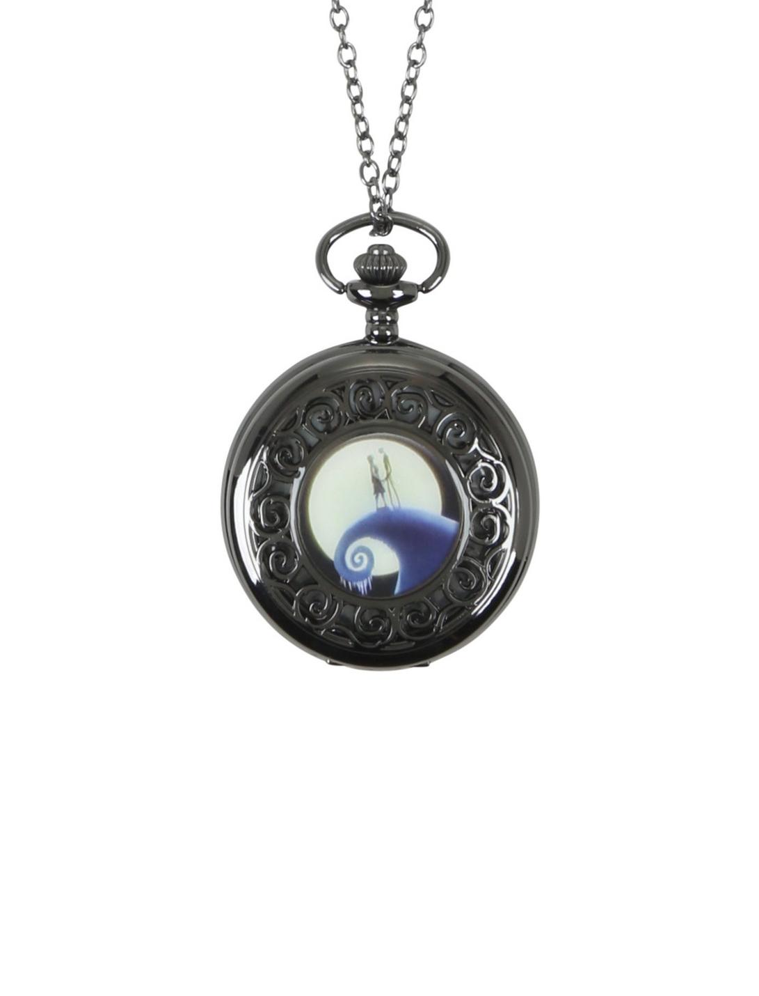 The Nightmare Before Christmas Jack & Sally Snow Hill Pocket Watch Necklace, , hi-res