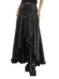 Black Brocade Hi-Low Ruffle Hem Maxi Skirt, BLACK, hi-res
