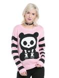 Skelanimals Bear Pink Striped Girls Sweater , PINK, hi-res