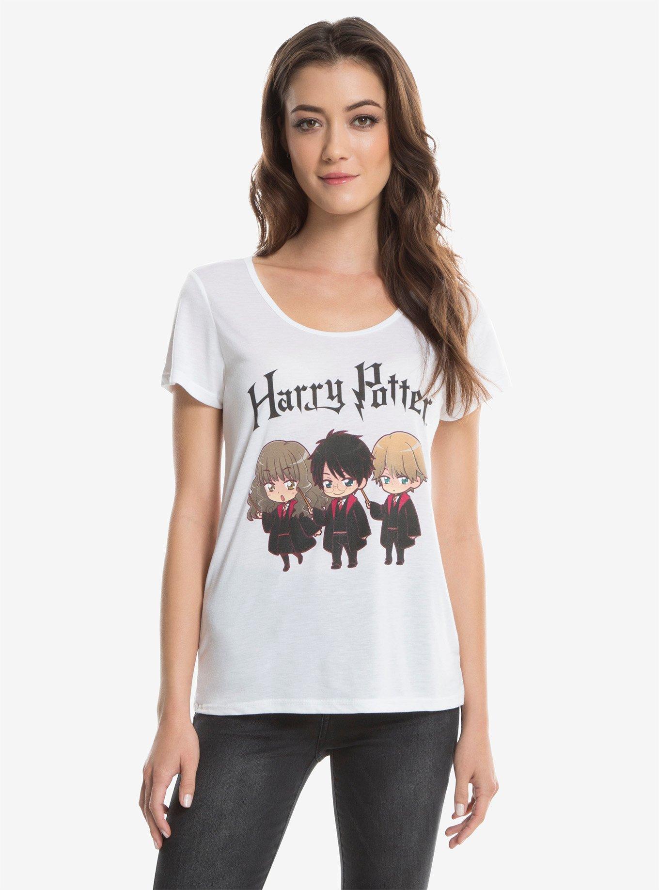 Harry Potter Chibi Trio Womens Tee, WHITE, hi-res
