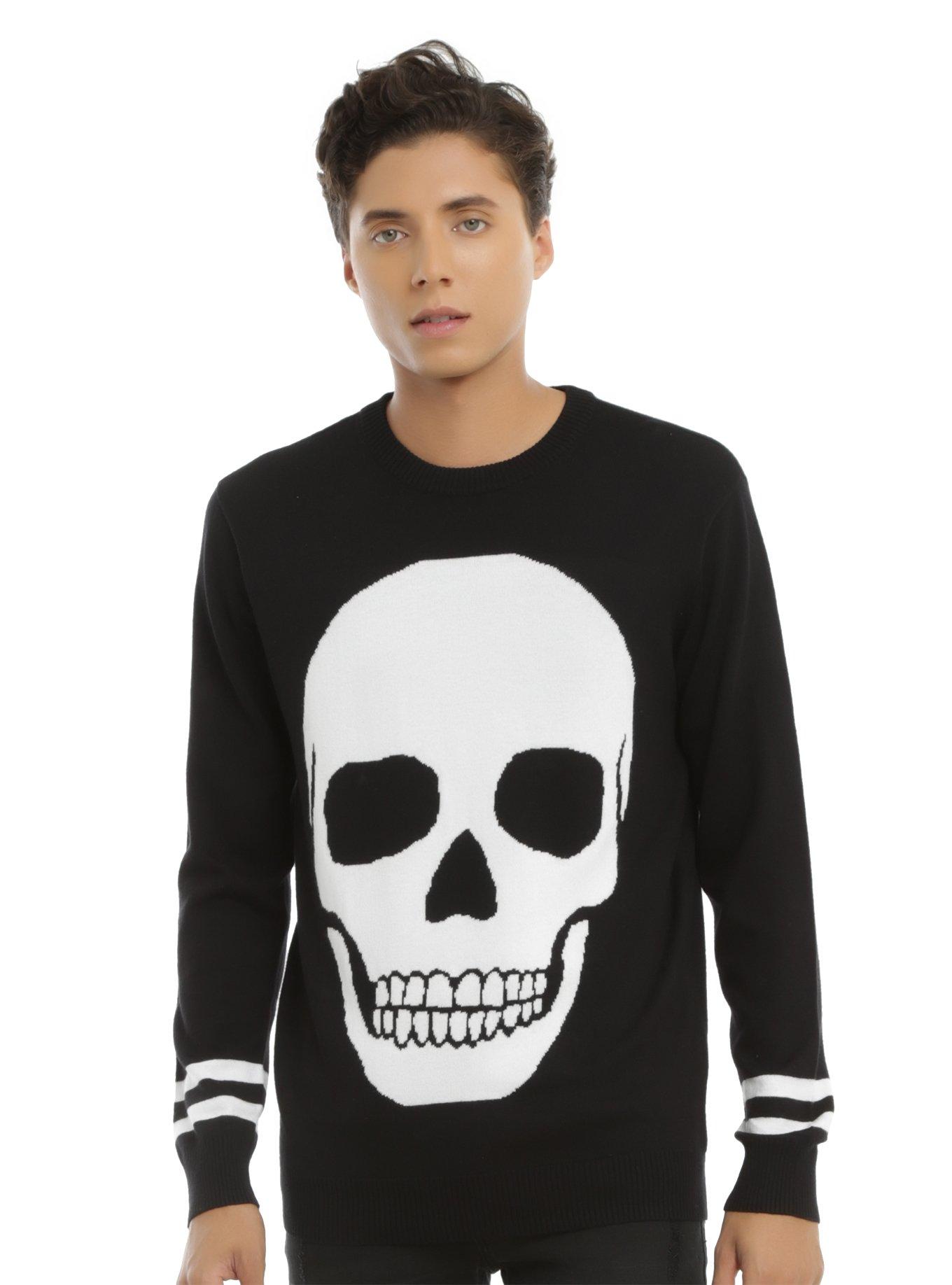 XXX RUDE Black & White Skull Sweater | Hot Topic
