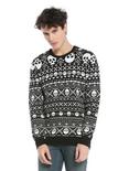 XXX RUDE Skull Fair Isle Knit Sweater, BLACK-WHITE, hi-res