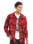 XXX RUDE Red & Black Oversize Plaid Woven Button-Up, MULTI, hi-res