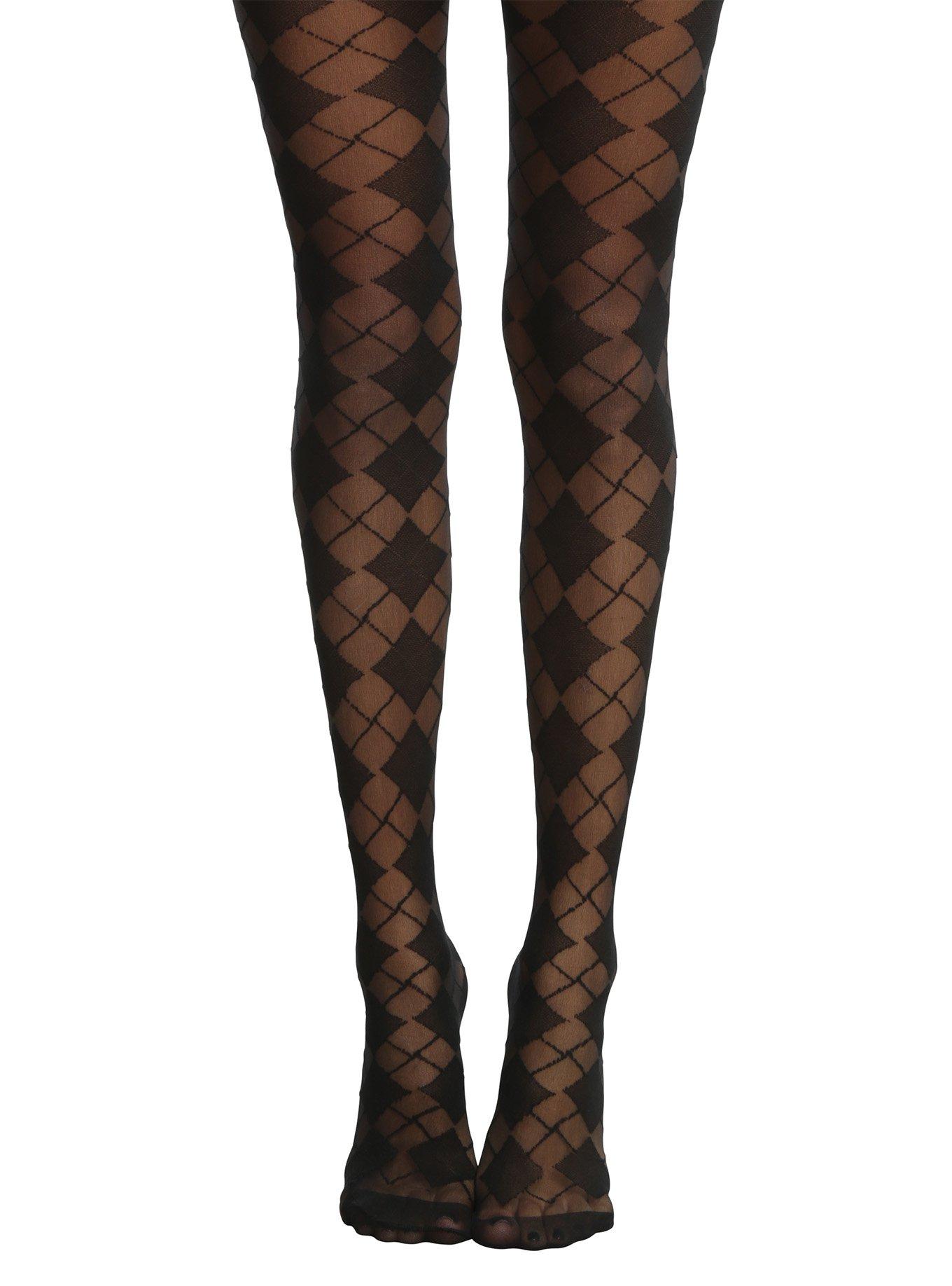 Blackheart Black Argyle Tights