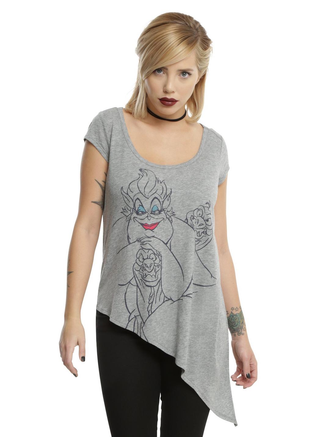 Disney Villains Ursula Asymmetrical Girls T-Shirt, GREY, hi-res