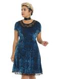 Miss Peregrine's Home For Peculiar Children Burnout Velvet Dress Plus Size, BLUE, hi-res