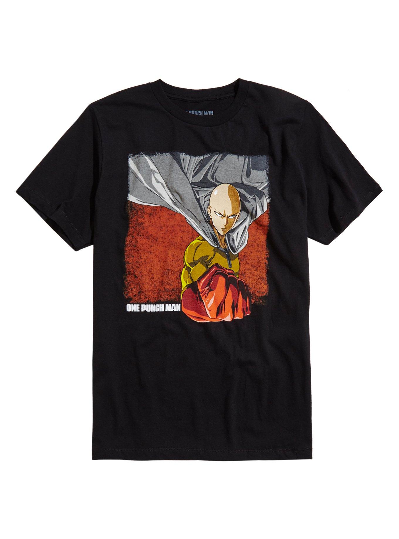 One Punch Man Saitama Punching T-Shirt, BLACK, hi-res