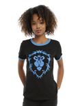 World Of Warcraft Alliance Girls Ringer T-Shirt, BLACK, hi-res