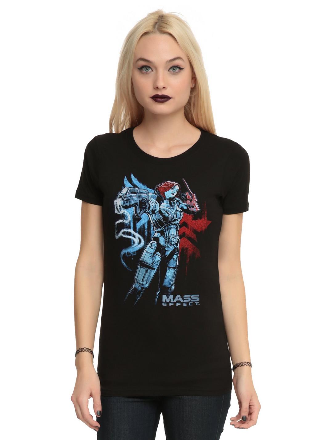Mass Effect Shepard Fight Pose Girls T-Shirt, BLACK, hi-res