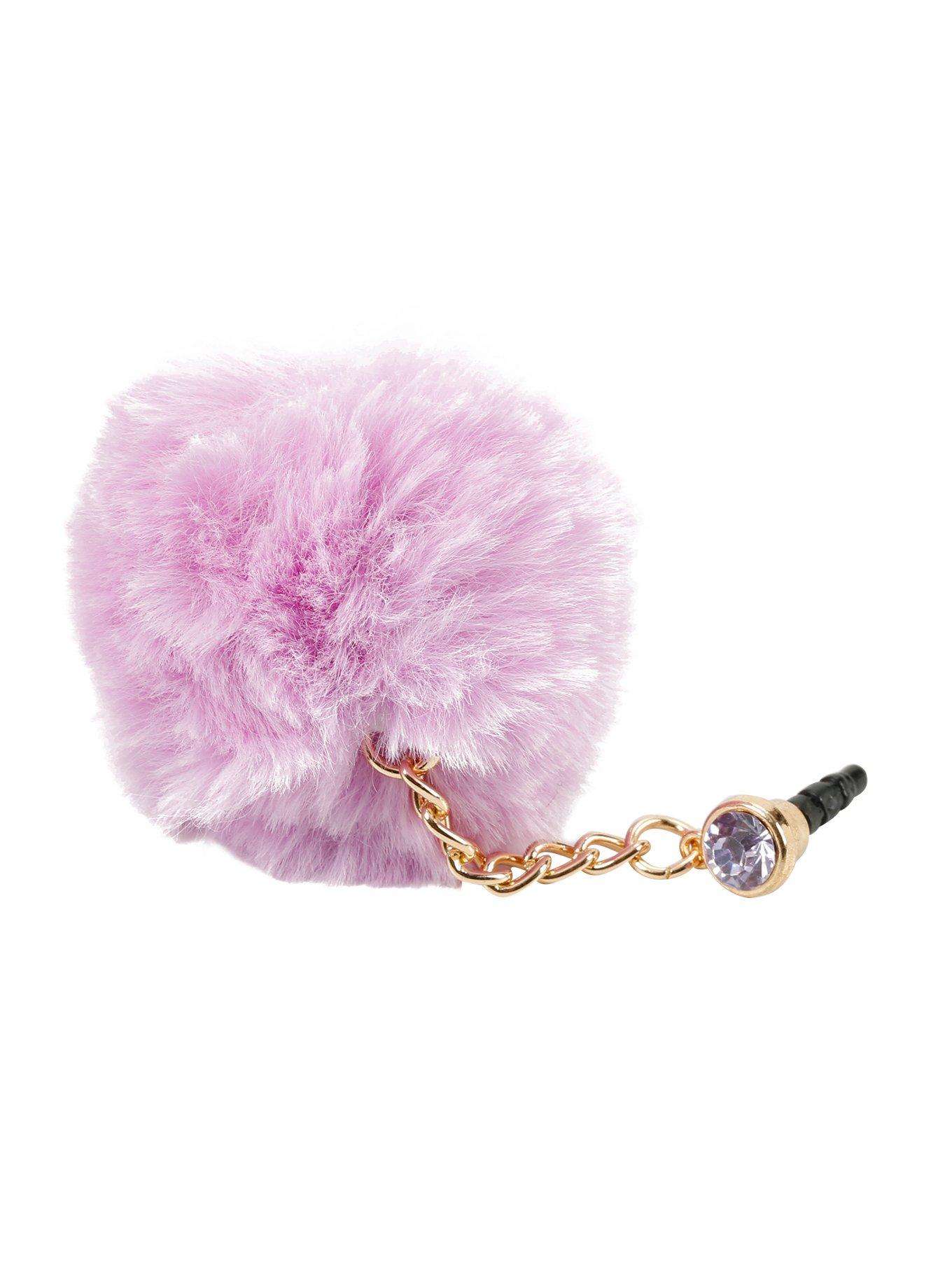 Purple Fuzzy Ball Phone Charm, , hi-res